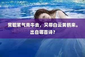 常瞻紫气青牛去，又带白云黄鹤来。出自哪首诗？