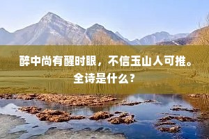 醉中尚有醒时眼，不信玉山人可推。全诗是什么？