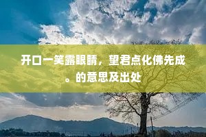开口一笑露眼睛，望君点化佛先成。的意思及出处