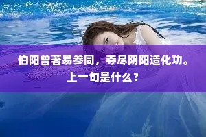 伯阳曾著易参同，夺尽阴阳造化功。上一句是什么？