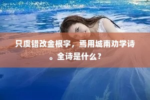 只虞错改金根字，焉用城南劝学诗。全诗是什么？