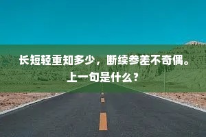 长短轻重知多少，断续参差不奇偶。上一句是什么？