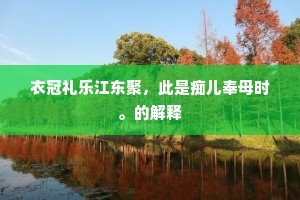 衣冠礼乐江东聚，此是痴儿奉母时。的解释