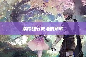 踽踽独行成语的解释