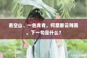 看空山、一色青青，何意断云残雨。下一句是什么？