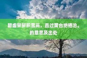 碧虚寥寥积雪高，直过萧台绝栖泊。的意思及出处