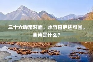 三十六峰常对面，水竹田庐还可图。全诗是什么？