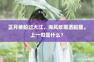 正月楼船过大江，海风吹雨洒船窗。上一句是什么？