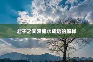 君子之交淡如水成语的解释