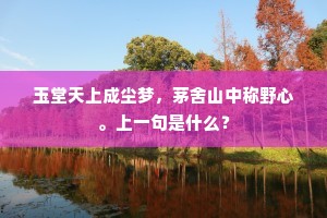 玉堂天上成尘梦，茅舍山中称野心。上一句是什么？