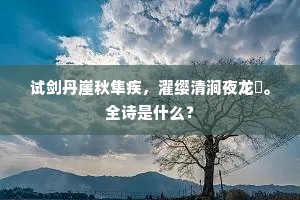 试剑丹崖秋隼疾，濯缨清涧夜龙閒。全诗是什么？