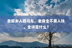舍却乡人驷马车，老身全不要人扶。全诗是什么？