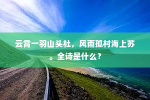 云霄一羽山头杜，风雨孤村海上苏。全诗是什么？