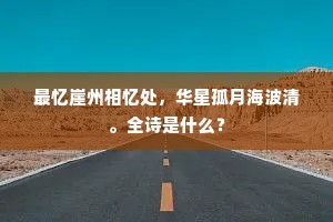 最忆崖州相忆处，华星孤月海波清。全诗是什么？