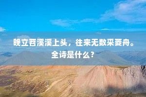 晚立苕溪溪上头，往来无数采菱舟。全诗是什么？