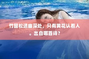 竹窗松迳幽深处，只有黄花认着人。出自哪首诗？