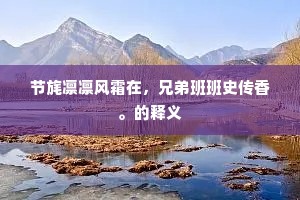 节旄凛凛风霜在，兄弟班班史传香。的释义