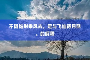 不随姑射乘风去，定与飞仙待月期。的解释