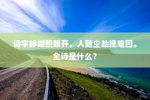 诗字峥嵘照眼开，人随尘劫挽难回。全诗是什么？