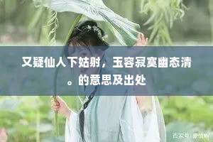 又疑仙人下姑射，玉容寂寞幽态清。的意思及出处