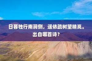 日暮独行南涧侧，遥依疏树望晴岚。出自哪首诗？