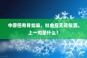 中原但有骨如麻，杜曲应无花似酒。上一句是什么？