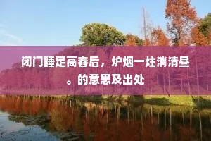 闭门睡足高舂后，炉烟一炷消清昼。的意思及出处