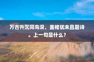万古升沉同鸟没，盖棺犹未且题诗。上一句是什么？