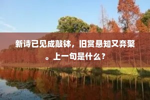 新诗已见成敲钵，旧赏悬知又弃檠。上一句是什么？