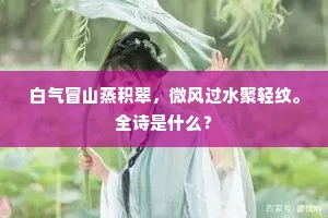 白气冒山蒸积翠，微风过水聚轻纹。全诗是什么？