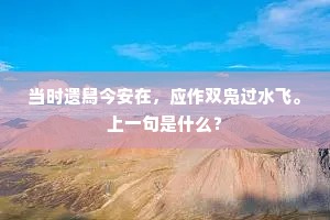 当时遗舄今安在，应作双凫过水飞。上一句是什么？