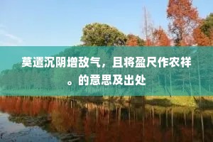 莫遣沉阴增敌气，且将盈尺作农祥。的意思及出处