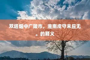 双塔烟中广陵市，淮南戍守未应无。的释义