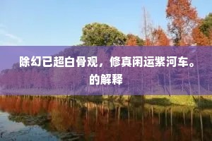 除幻已超白骨观，修真闲运紫河车。的解释