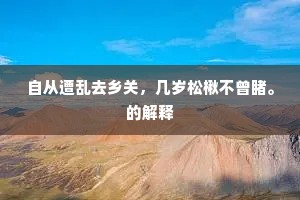 自从遭乱去乡关，几岁松楸不曾睹。的解释