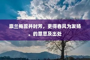 崇兰梅蕊并时芳，更得春风为发扬。的意思及出处