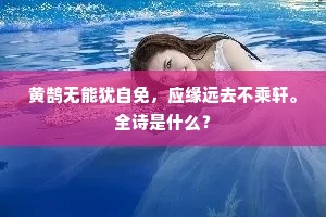 黄鹄无能犹自免，应缘远去不乘轩。全诗是什么？