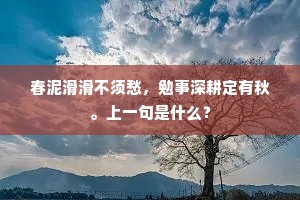 春泥滑滑不须愁，勉事深耕定有秋。上一句是什么？