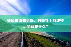 沓障东南知更好，归来频上郡城楼。全诗是什么？