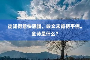 徒知得意快恩雠，峻文未肯持平例。全诗是什么？