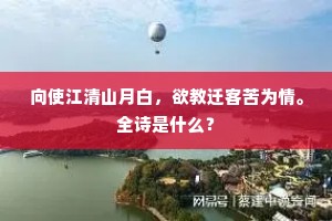向使江清山月白，欲教迁客苦为情。全诗是什么？