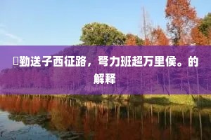 慇勤送子西征路，弩力班超万里侯。的解释