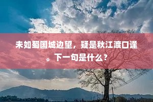 未如蜀国城边望，疑是秋江渡口逢。下一句是什么？