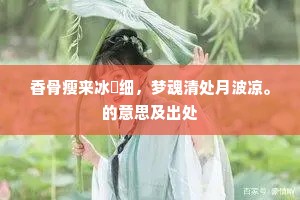香骨瘦来冰蕋细，梦魂清处月波凉。的意思及出处