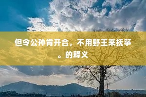 但令公孙肯开合，不用野王来抚筝。的释义