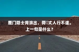 鹿门隐士肯浪出，荷蓧丈人行不逢。上一句是什么？