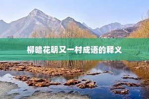 柳暗花明又一村成语的释义