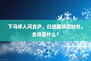 下马呼人问直庐，归墙因读旧时书。全诗是什么？