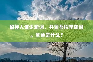 留径人谁识蒋诩，开窗吾拟学陶潜。全诗是什么？