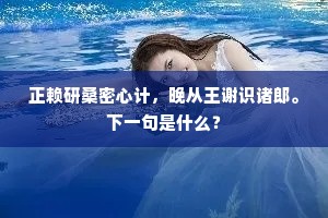 正赖研桑密心计，晚从王谢识诸郎。下一句是什么？